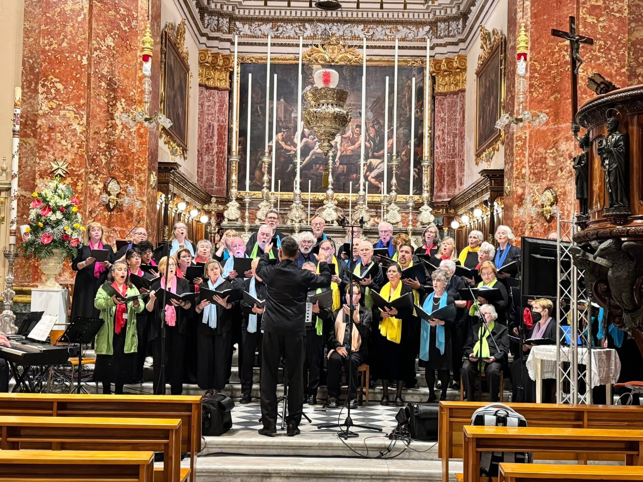 NHFC choir performing in a church in Malta, 2026